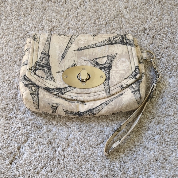 Handbags - Paris Cream and Black Women's Clutch/Wristlet